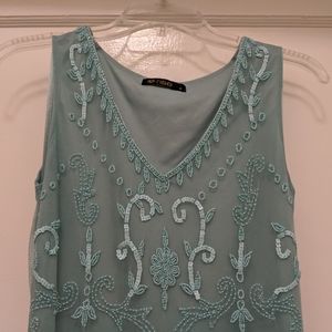 Blue Beaded Flapper Dress